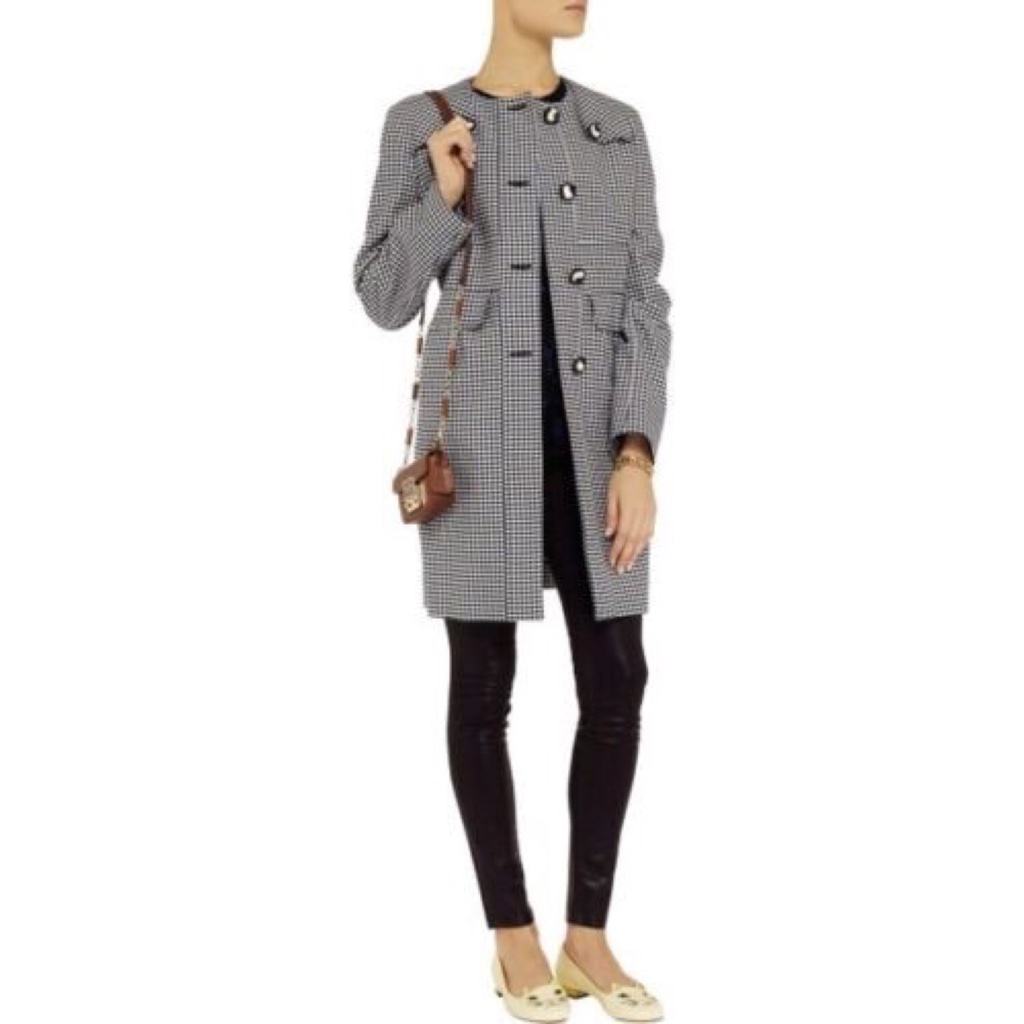 Red Valentino Gingham Check Cotton Coat, Size 10us